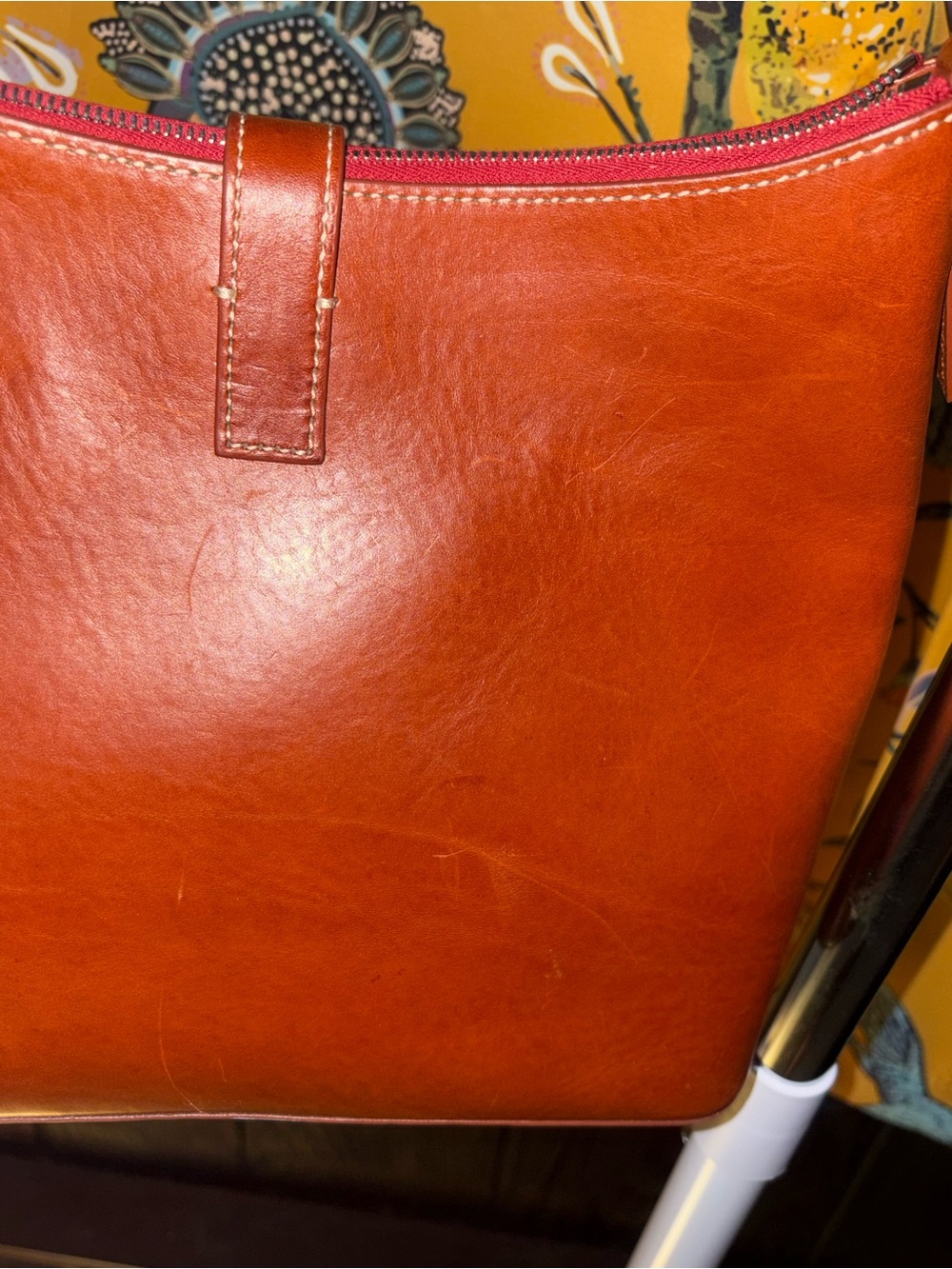 Dooney And Bourke Toscana Florentine Cognac Turnlock Hobo Purse - Picture 5 of 13